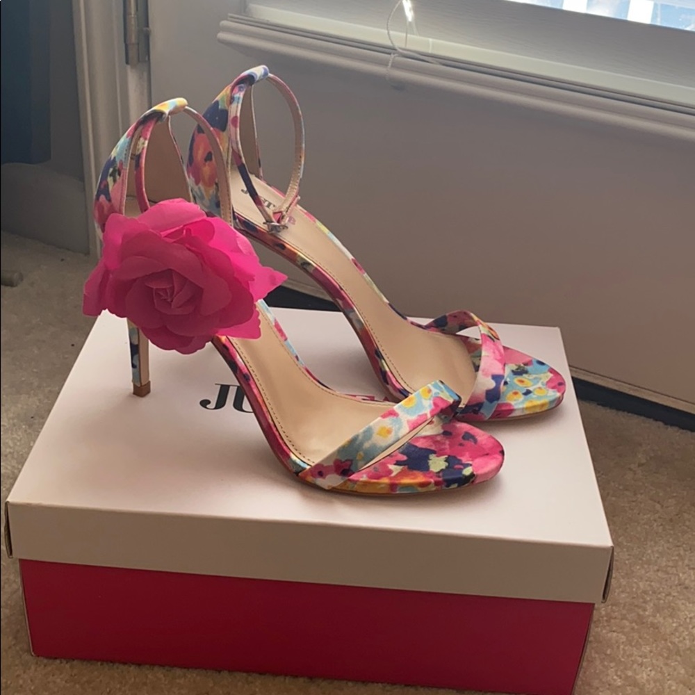 Floral Single Strap Heel